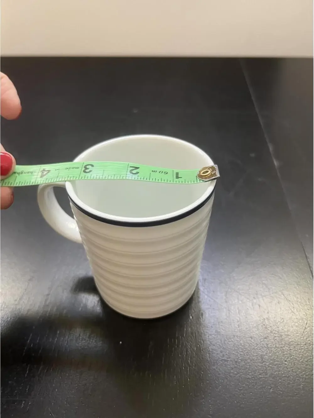 Crate & Barrel (4) White‎ Ribbed Blue Trim Porcelain Mug